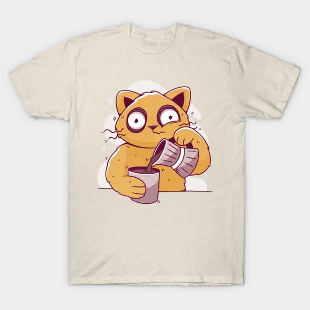 Cat drinking coffee T-Shirt by Digital-Zoo